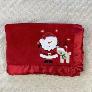Baby Essentials Santa Claus Reindeer Baby Blanket Red Snowflake Silky Edge Lovey